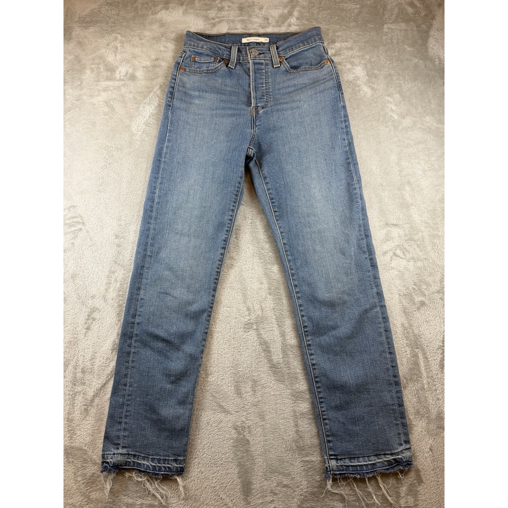 Levi's Jeans Women's 25 Blue Wedgie Straight Button Fly Raw Hem‎ Waterless Denim